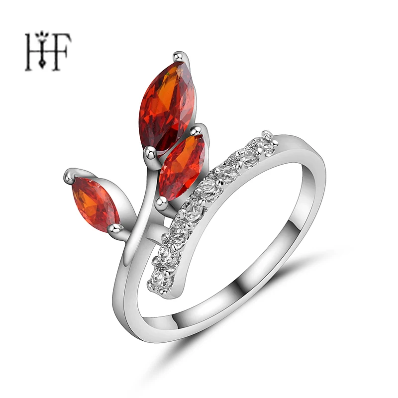 

Silver /Rose Gold Color Dancing Leaves Leaf Green Dazzling CZ Finger Rings for Women Engagement Jewelry Anel Anillos Gift