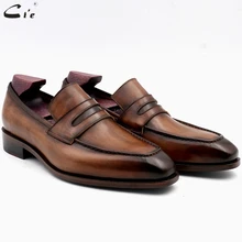 cie square toe patina hand-painted calf leather bespoke leather men shoe handmade calf leather breathable men’s boat loafer LO05