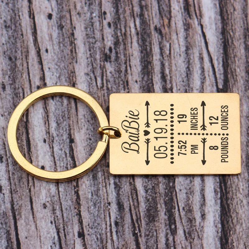 

FLYANEL Personalized Customize Baby Keychain Can Record Baby’s Name Date Of Birth Key Ring For baby Souvenir For New Dad New Mom