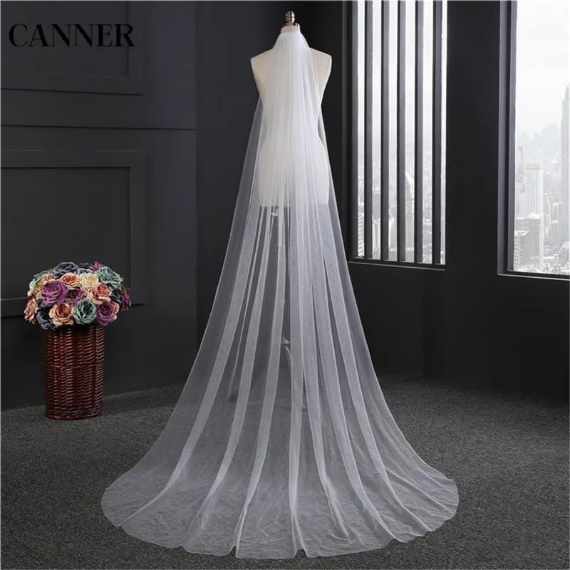 

Canner 2019 Cheap 2M Cut Edge White Ivory Long Bridal Veils One Layer Wedding Veils With Comb Bridal Accessories