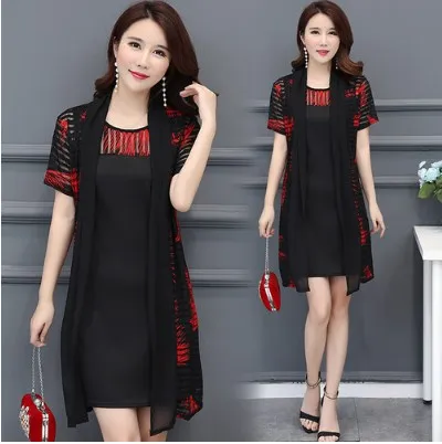 Boho Clothing Print Two Piece Dresses 2019 Retro Women Dress Elegant Robe Plus Size Office Wear Summer Vestidos HJ152 | Женская одежда