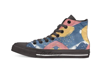 

Pink Yellow Blue Casual High Top Canvas shoes sneakers Light Walking Shoes