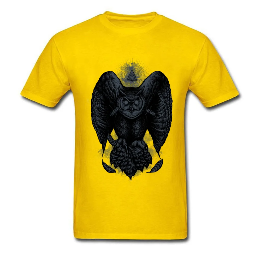 Retro Men Top T-shirts Owl Knight Geek Tops Shirts All Cotton Short Sleeve Printing Top T-shirts Crewneck Top Quality Owl Knight yellow