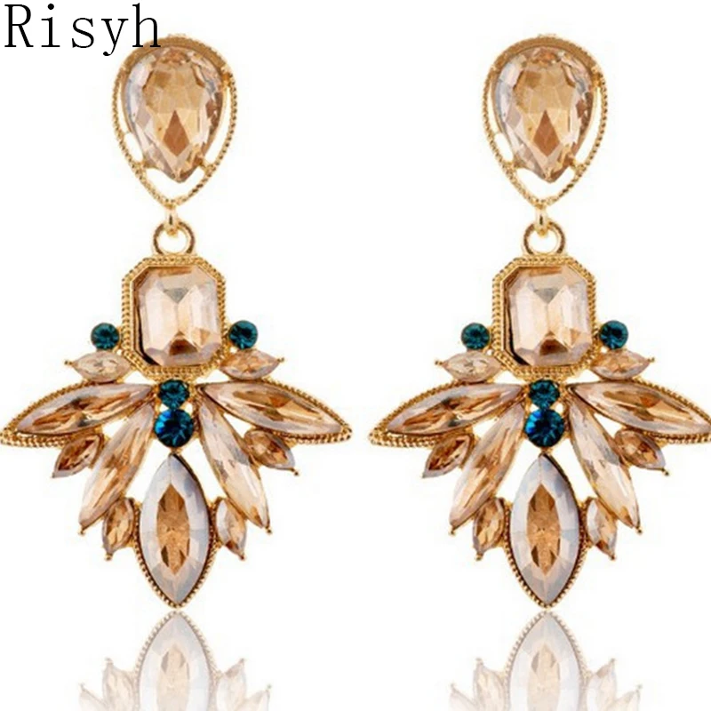 Новые серьги Risyh модные с кристаллами циркониевые маленькие ароматом
