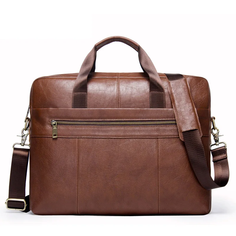 

Large Capacity Genuine leather men bags Fashion 15.6" laptop Briefcase business leather Briefcase One Shoulder Inclined Bag