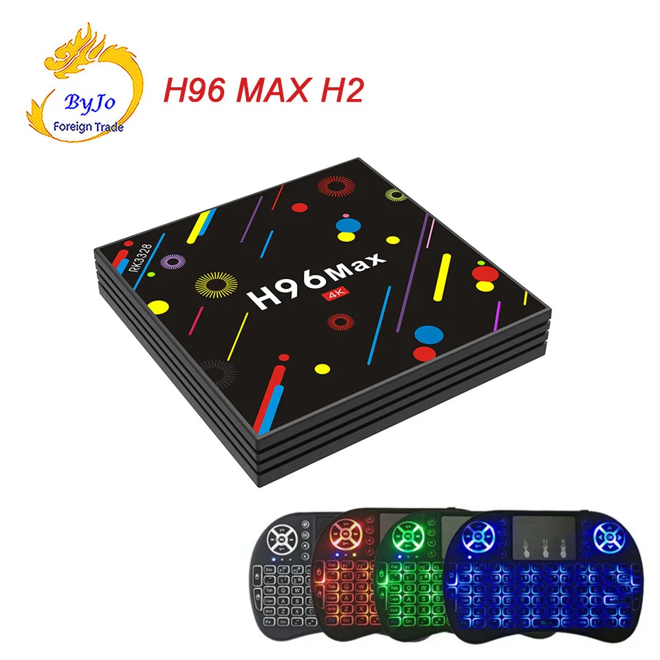 

H96 MAX H2 Android 7.1 smart TV box With wireless keyboard Rockchip RK3328 Quad-core 4GB RAM 32 ROM Support H.265 UHD BT 4K