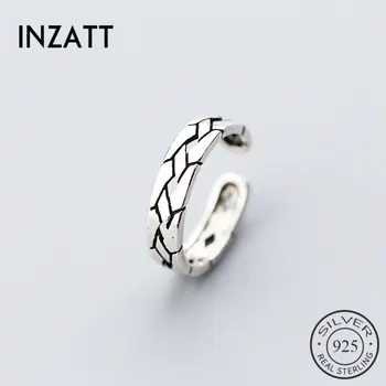 

INZATT Real 925 Sterling Silver Minimalist Crack Pattern Adjustable Ring Fashion Fine Jewelry For Women Accessories