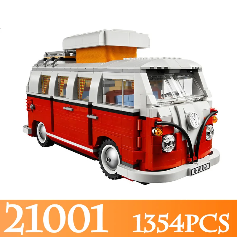

Finger Rock 21001 1354pcs Technic Volkswagen T1 Camper Van Building Block Compatible LegoINGLYS 10220 Vehicle Block Bricks Toys