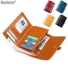 NewTri Fold Genuine Leather Women Wallet Short Luxury Brand Zipper Wallet Ladies Small Coin Purse Card Holder Oil Wallet