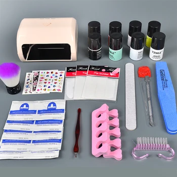 

6 color uv gel polish 9w timer uv lamp manicure uv gel nail art diy nail tools sets kits nail gel kit