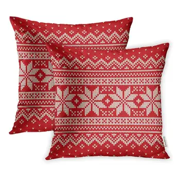 

Pillow CoversRed Pattern Christmas Sweater Jumper Fair Isle 16x16 Inch Cover Pillowcase Square Case Print