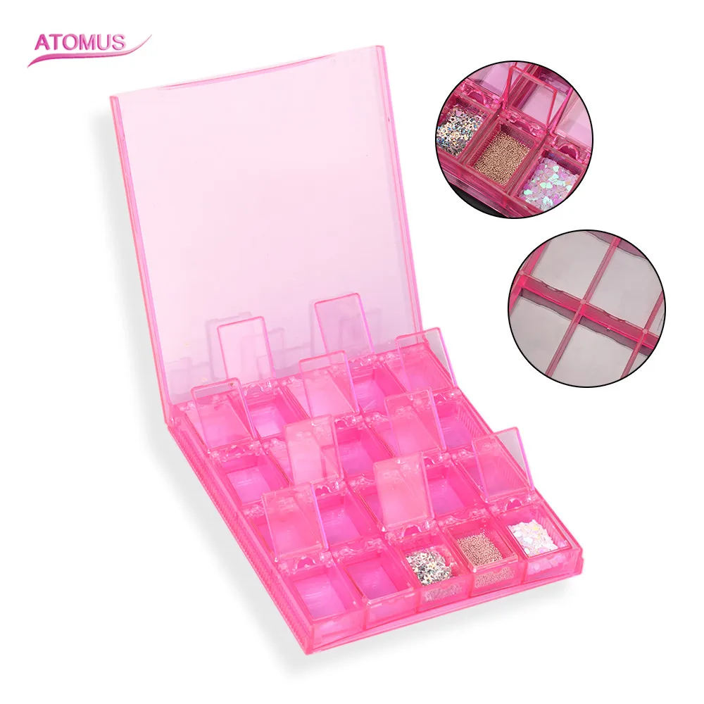 

20 Slots Nail Polish Holder Nail Art Studs Brushes Tools Holder Case Plastic Nail Supplies Storage Box Rectangle Manicure Tools
