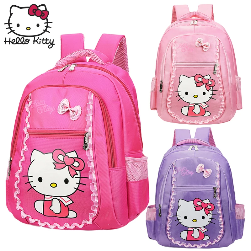 

Kawaii Cartoon Pink Hello Kitty Backpacks Cute Cartoon Baby KT Backpacks Girls Bags Children Schoolbag Kids Gifts Good Quality