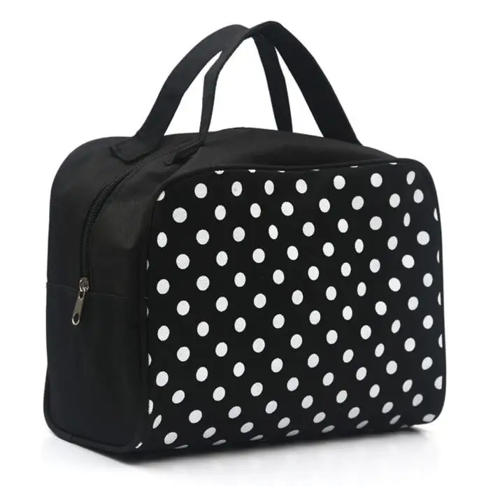 

Cosmetics Bag Makeup Women Canvas Dots Travel Organizer Bag Trousse Maquillage Femme