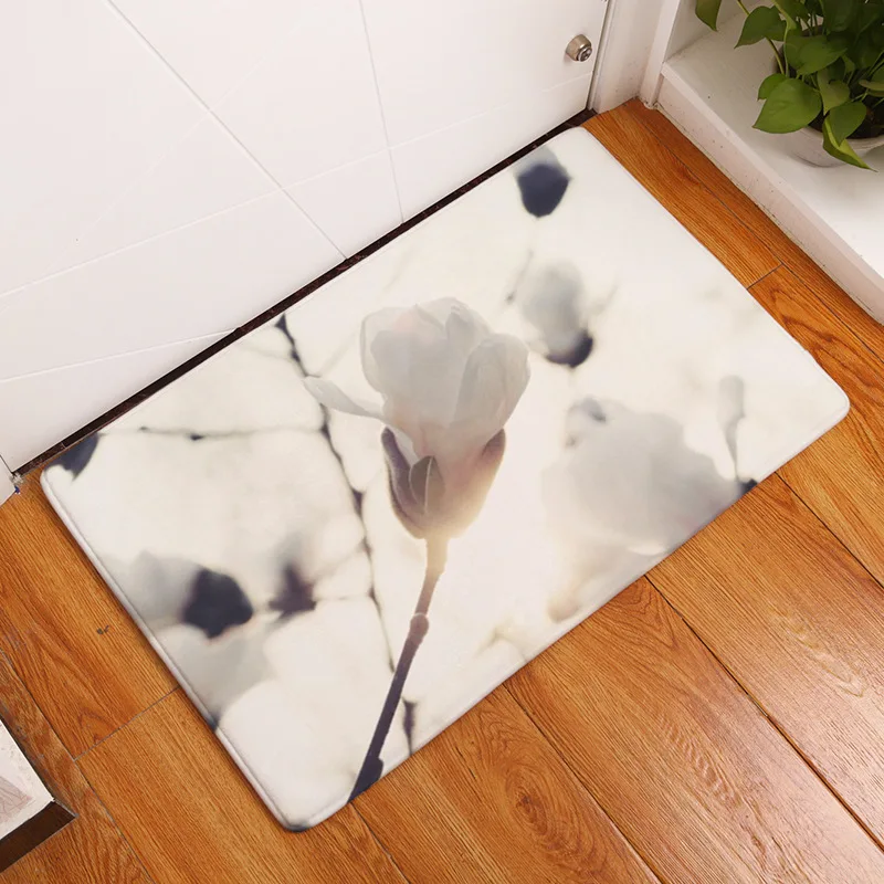 cheap Flannel Floor Mat Flower Welcome Mats for Front Door Waterproof Bathroom Door Mat Living Room Carpet Kitchen Rugs Home Decor