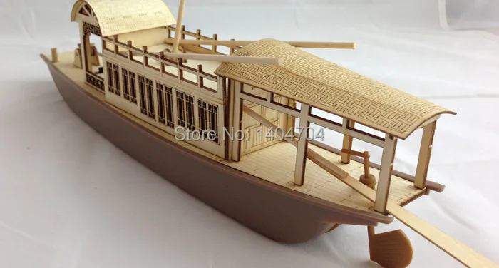 Лазерная резка деревянный комплект модели корабля китайский веселый-окрашенный прогулочный-лодка со струями вниз старинный император экскурсионная лодка