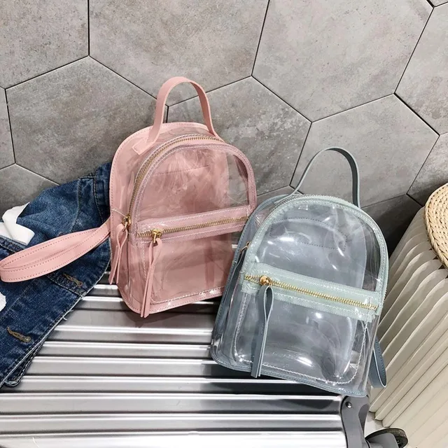 Transparent Female Backpack Clear PVC Lady Rucksack Teenager Girl