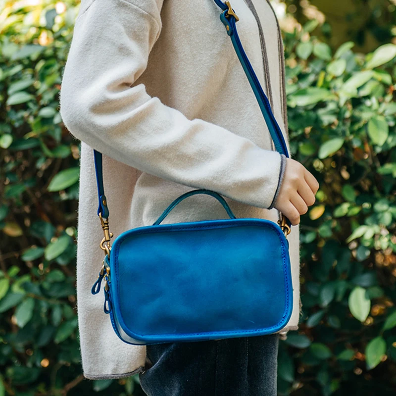 AETOO Retro literary handmade leather small square bag casual shoulder bag soft small bag hundred crossbody bag