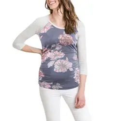 Рубашки Для женщин 2018 Для женщин s Цветочный принт блузки модные Для женщин's Повседневное Кормящих Блузка для беременных рубашка Топы