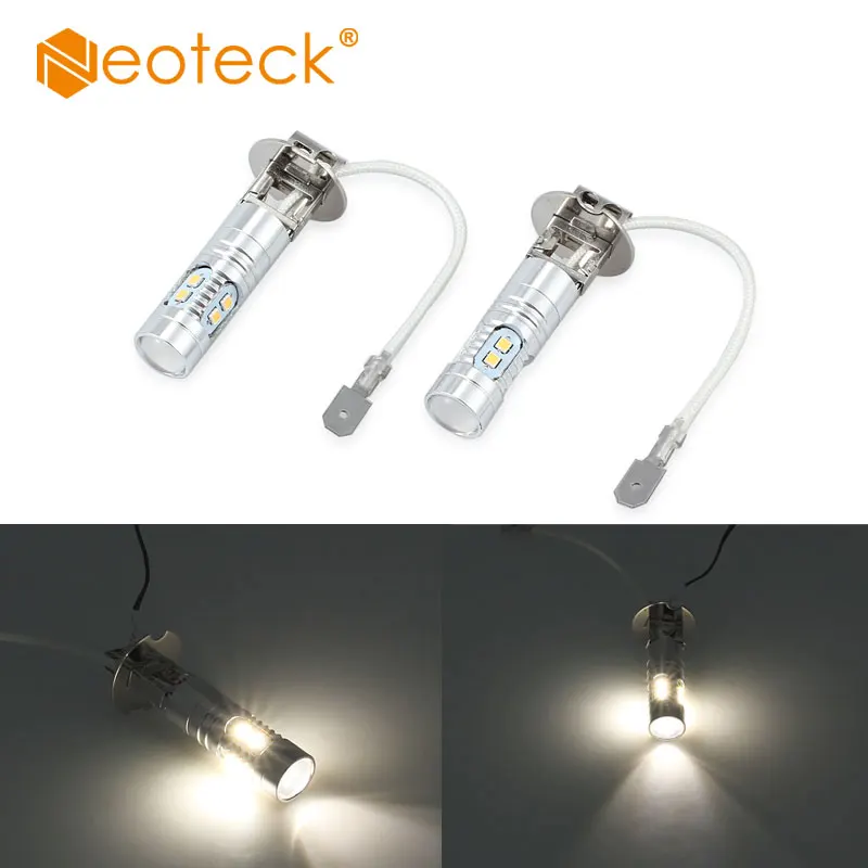 

Neoteck 2 Pcs H3 50W High Power LED Xenon White Fog Light Bulb 6000k 10SMD Lamp 6000LM SMD 2323 Light Bulbs For 12V Car