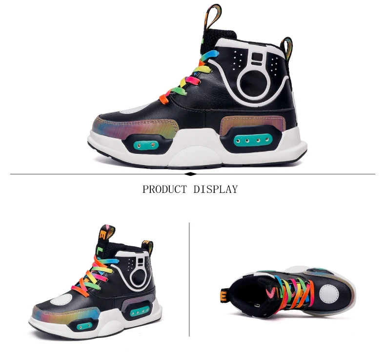 2019 New USB Charging Basket Children Led Shoes Boys With Light Up Casual Kids Shoes Girls Sneakers Glowing Shoes Genuine Leather  (4)