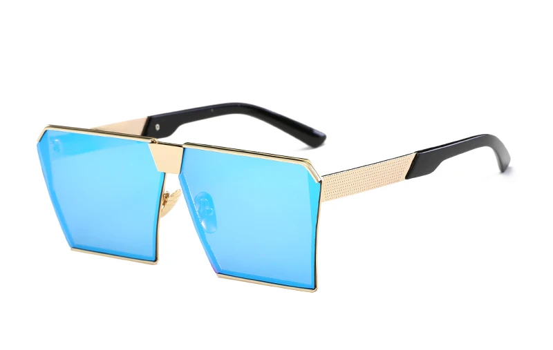 Новинка, солнцезащитные очки es для женщин и мужчин, негабаритные квадратные стекла es UV400, градиентные винтажные брендовые дизайнерские оправы для очков без оправы - Цвет линз: gold frame blue