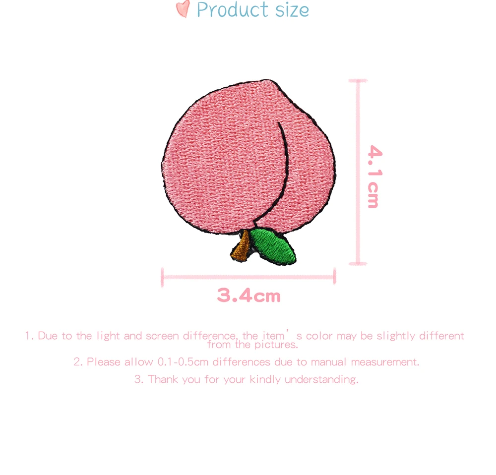 Pink Honey Peach 4cm Embroidered Patch mini chest size applique for clothing custom your design (3)