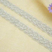 ShiDianYi горный хрусталь и жемчуг Аппликация из бисера Свадебный Головной аппликация мотивы со стразами идеально сочетаются с нарядным свадьбы посылка 10 Yard-RA027-C0513