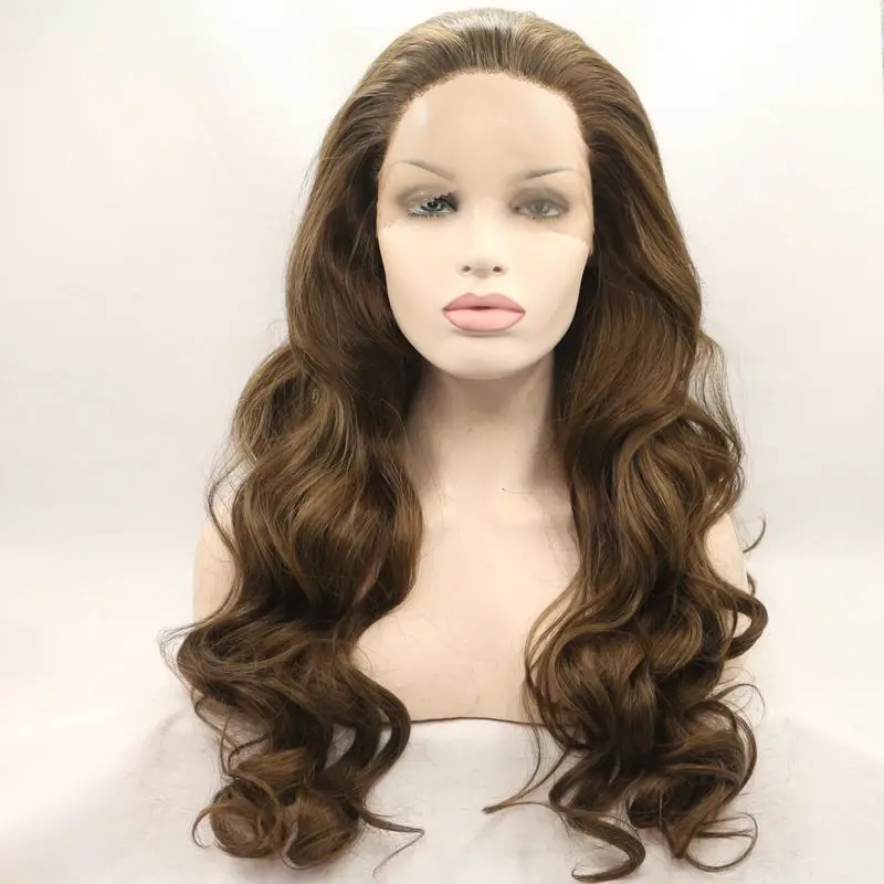 

New arrived brazilian body wave hair wigs natural color synthetic lace front wig heat resistant fiber wholesale and retail