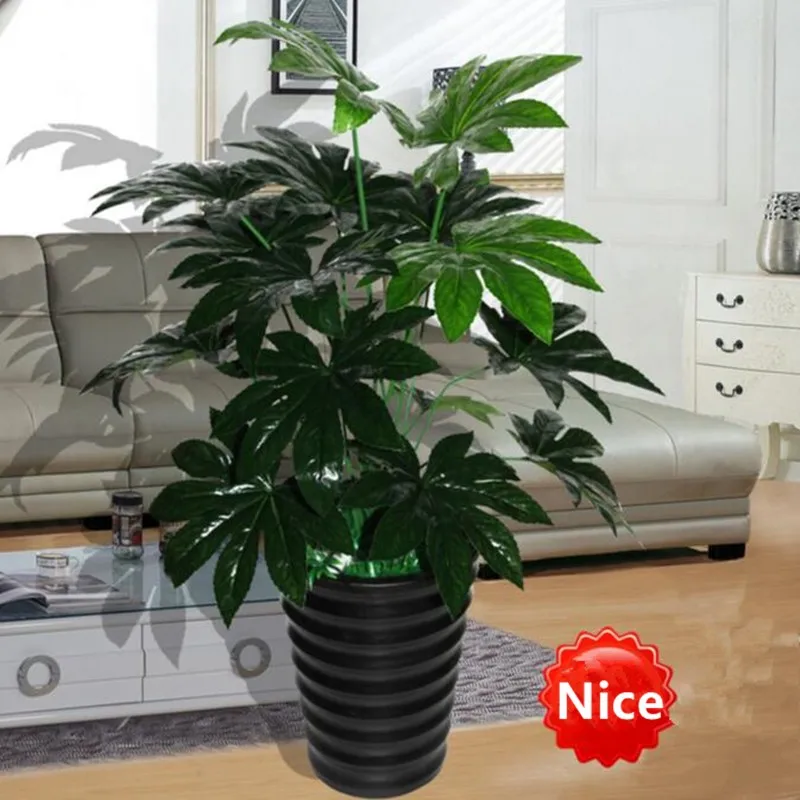 66 cm de látex Artificial Evergreen Pachira planta árbol en la boda hogar playa oficina muebles decoración verde rama falso follaje