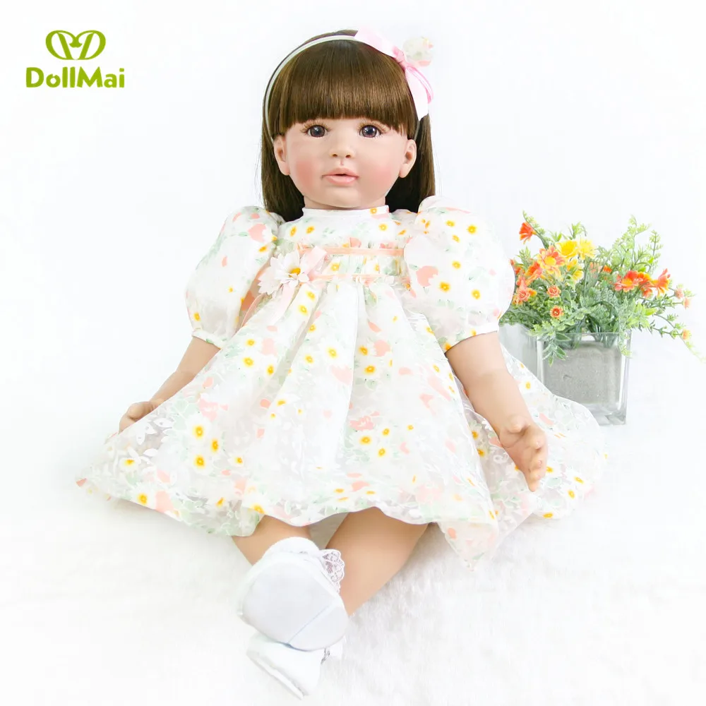 

60cm Exquisite Silicone Reborn Baby Doll Toys Like Real 24inch Vinyl Princess Toddler Girls bebe doll reborn Birthday Gift