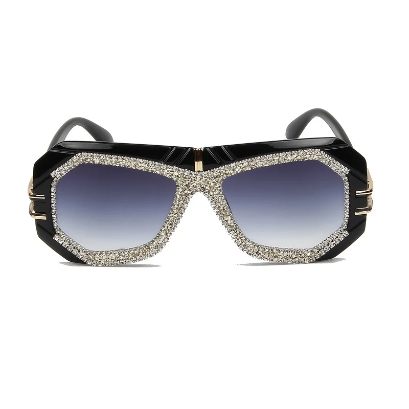 Роскошные негабаритные солнцезащитные очки для женщин, винтажные Стразы, брендовая дизайнерская большая оправа, градиентные линзы, очки для женщин