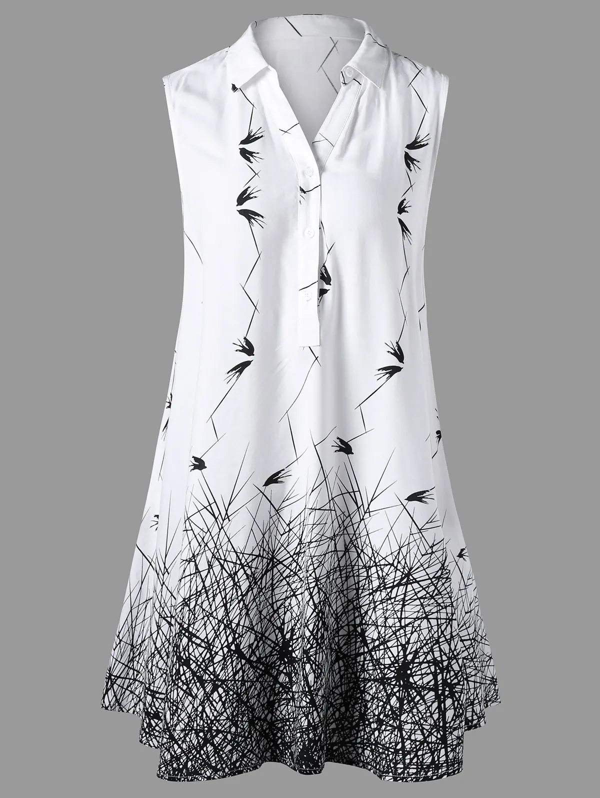 

ROSEGAL Women Summer 2019 Plus Size 5XL Sleeveless Graphic Longline Blouse Button Monochrome Ladies Long Tops Women Clothing