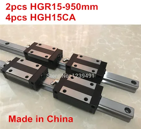 HG linear guide 2pcs HGR15 - 950mm + 4pcs HGH15CA linear block carriage CNC parts 