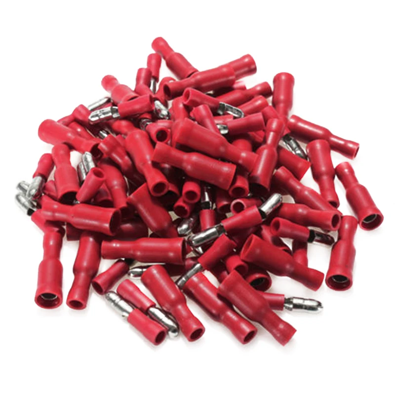 

100pcs Insulated Bullet Terminals Butt Wire Connector Red Male & Female Electrical Crimp Terminals For Automobile Applications