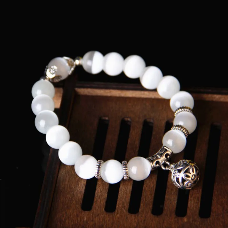 White Cat Eye Beads Bracelet Weight Loss with Lucky Pendant Therapy Bracelet Anklet Weight Loss Product Health Care