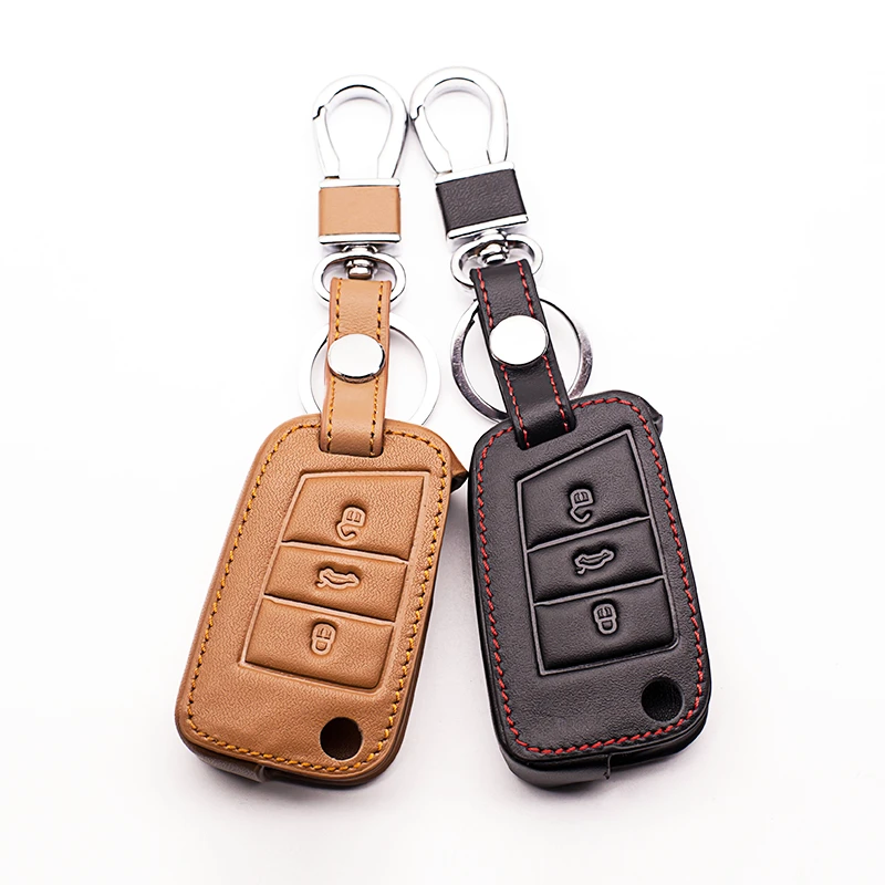 Кожаный чехол для автомобильных ключей, casekeyboard Крышка для Volkswagen Golf 7 GTI MK7 Поло для Skoda Octavia A7 защиты оболочки автомобильный чехол-портмоне