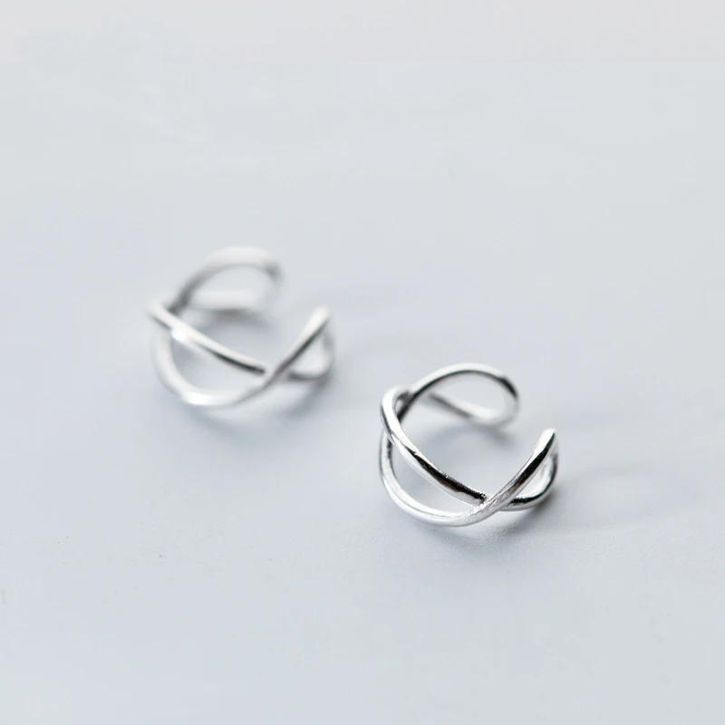 

NBSAMENG Original 925 Sterling Silver Hollow Twist Ear Cuff Clip on Earring Without Piercing Earings For Women Girl Jewelry Gift