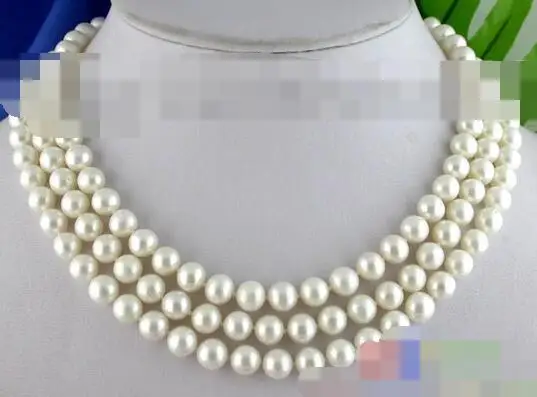 

song voge gem nanJ0610 3row round white freshwater pearl necklace