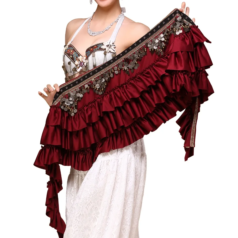 Kopen 2018 Nieuwe Vrouwen Buikdans Hip Sjaal Belly Riem Dansen Wrap Munten Bellydance Tribal Kleding Zigeuner Kostuum Accessoires 3 Kleur