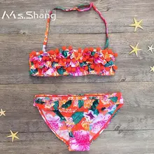 Цветочный для маленьких девочек Купальник Дети Купальники для бандо бикини купальный костюм для маленьких девочек от 2 до 8 лет