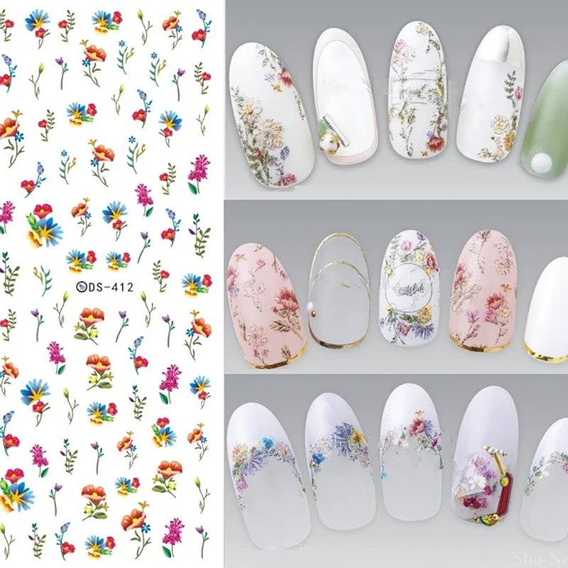 

Nail Water Transfer Sticker Decal Manicure Nail Art Decoration DIY Flower Series Daisy Lavender Floral Pattern