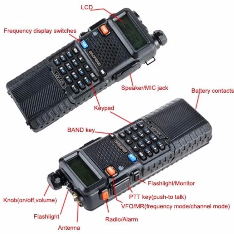 2 PCS Two Way Radio Walkie Talkie Baofeng uv-5r 3800 Battery For CB Ham Radio Station uv 5r VOX Comunicador Portable Radio Sets hunting walkie talkies