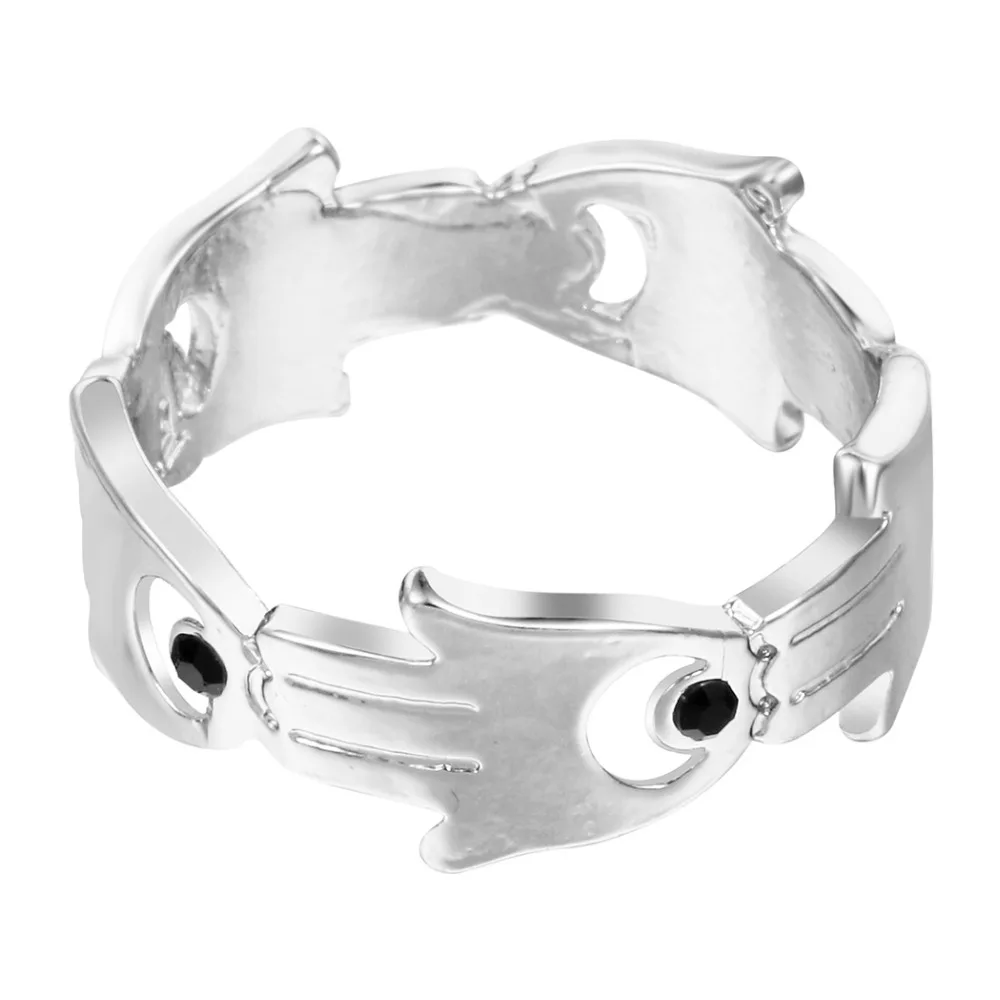 

QIAMNI 10pcs Wholesale Hand Of Fatima Hamsa With Evil Eye Imitation Rings Wedding Rings for Women and Girl Buda Jewelry Bague