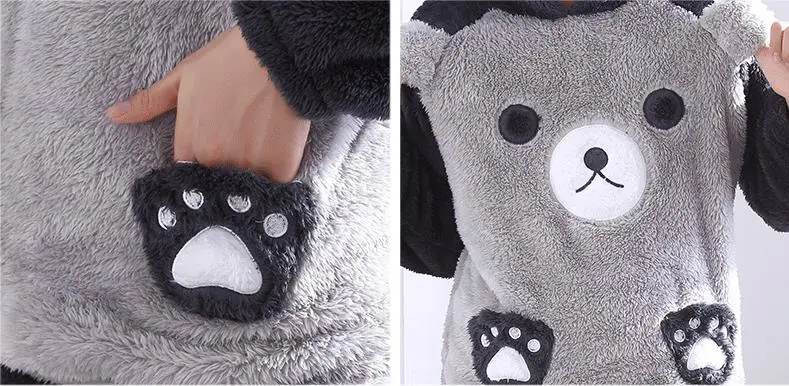 Корейский мультяшный пижамный комплект мягкая теплая Пижама с капюшоном в стиле