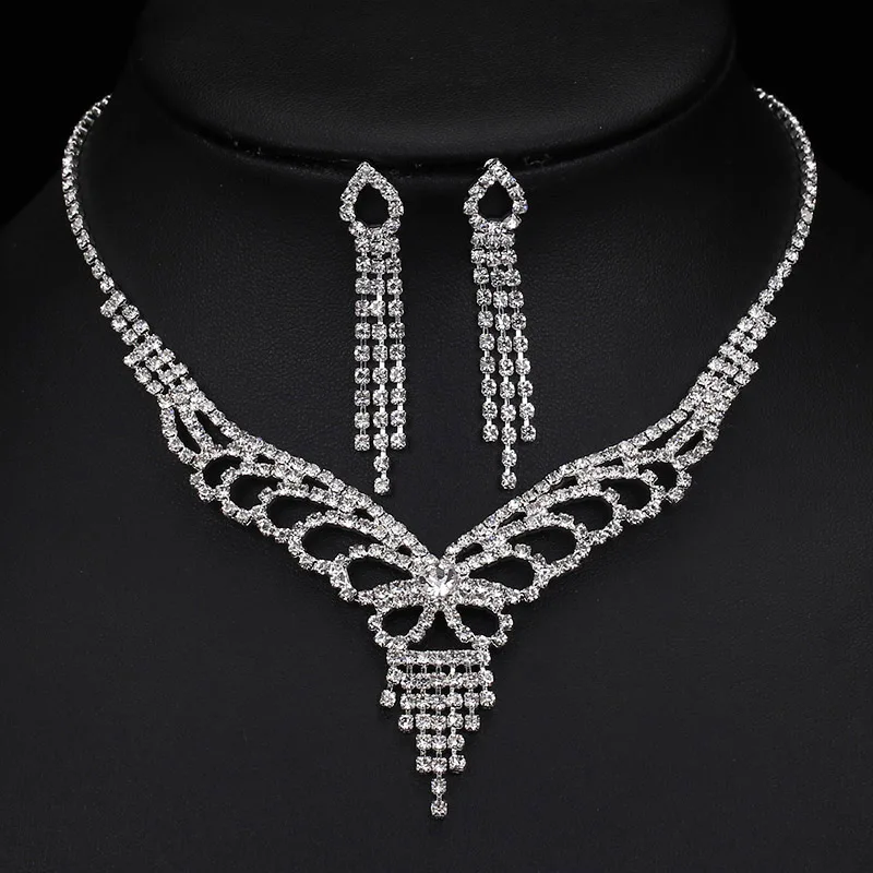 TREAZY Elegant Wedding Jewelry Sets for Women Pearls Crystal Necklace Earrings Bridal Jewelry Sets Prom Wedding Accessories 