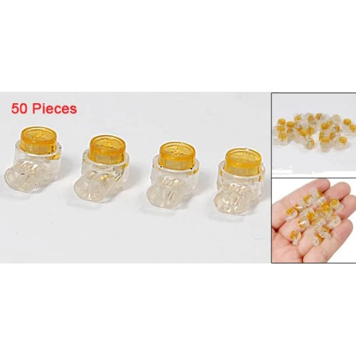 JFBL Wholesale 50 Pieces Yellow Button Gel Filled Phone Wire Butt Splice UY Connector 2 Portin