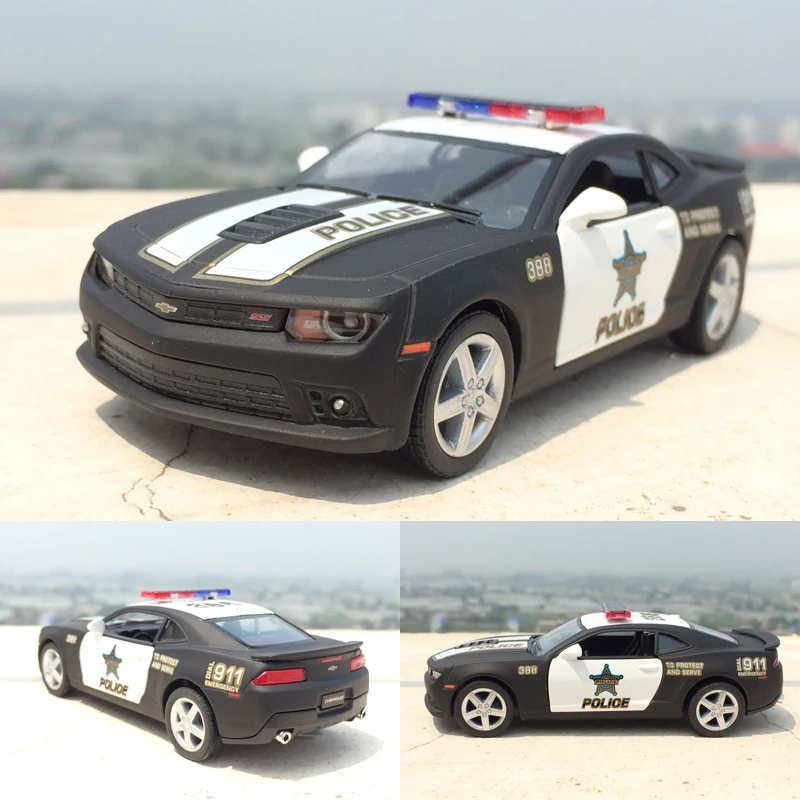 

New 1:38 Scale Chevrolet Camaro Police Edition Diecast Metal Car Model With Pull Back Car Model Toy Collection Gift For Kids