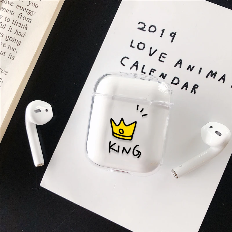 Queen King для Airpods чехол мультфильм защитный жесткий чехол прозрачный беспроводной чехол для наушников для iphone чехол для наушников s