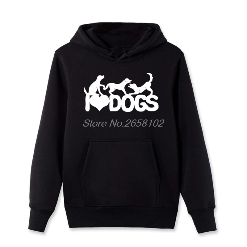 I Love Dogs Pet Design Hoodies Men's Fashion Pullover Sweatshirt Spring